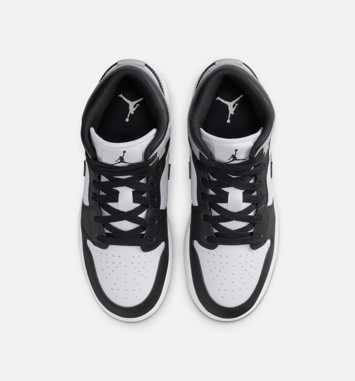 Air Jordan 1 Mid Grade School Lifestyle Shoe – White/Light Smoke Grey/Black