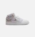Air Jordan 1 Mid SE Grade School Lifestyle Shoe – White/Field Silver