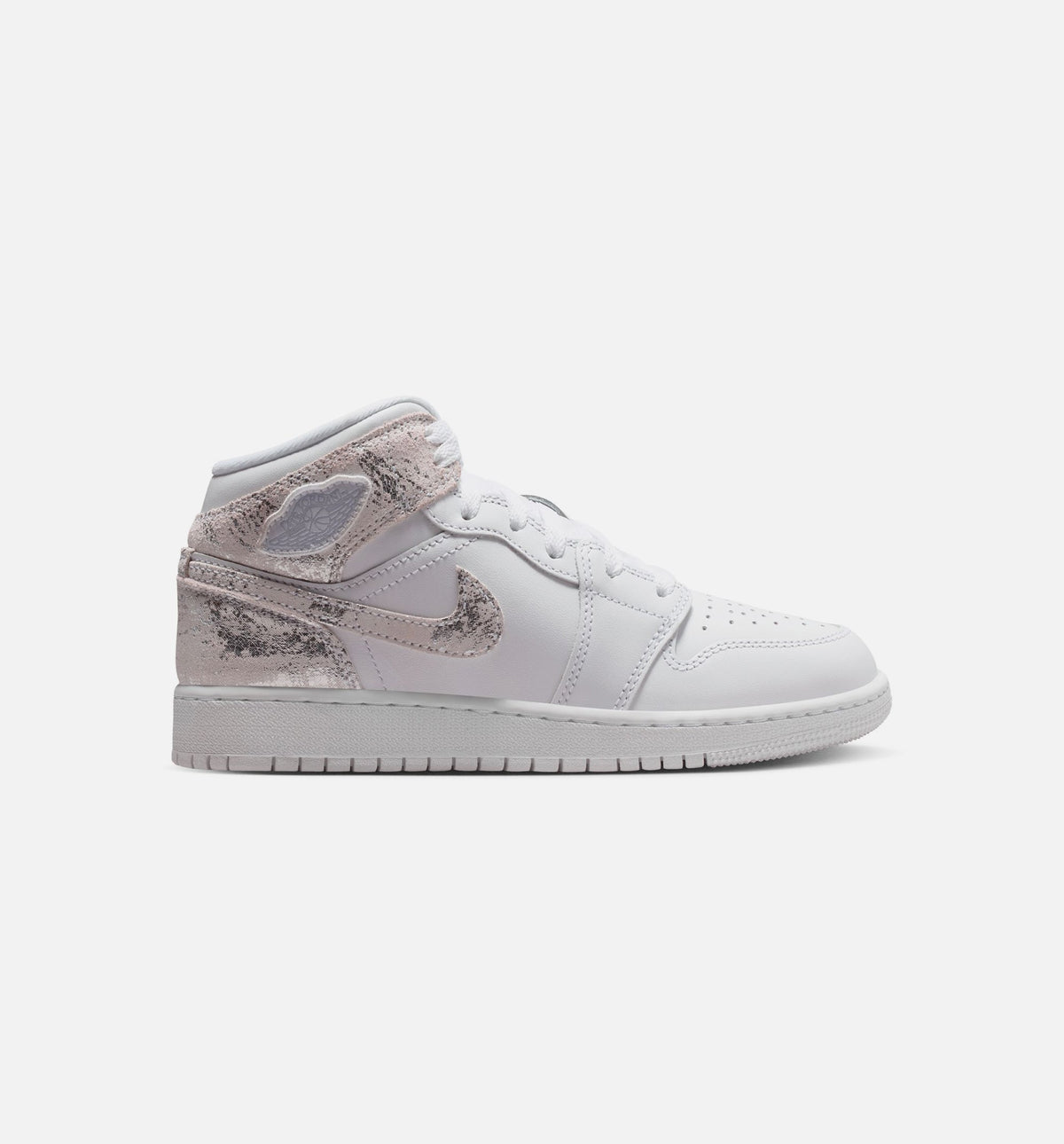 Air Jordan 1 Mid SE Grade School Lifestyle Shoe – White/Field Silver