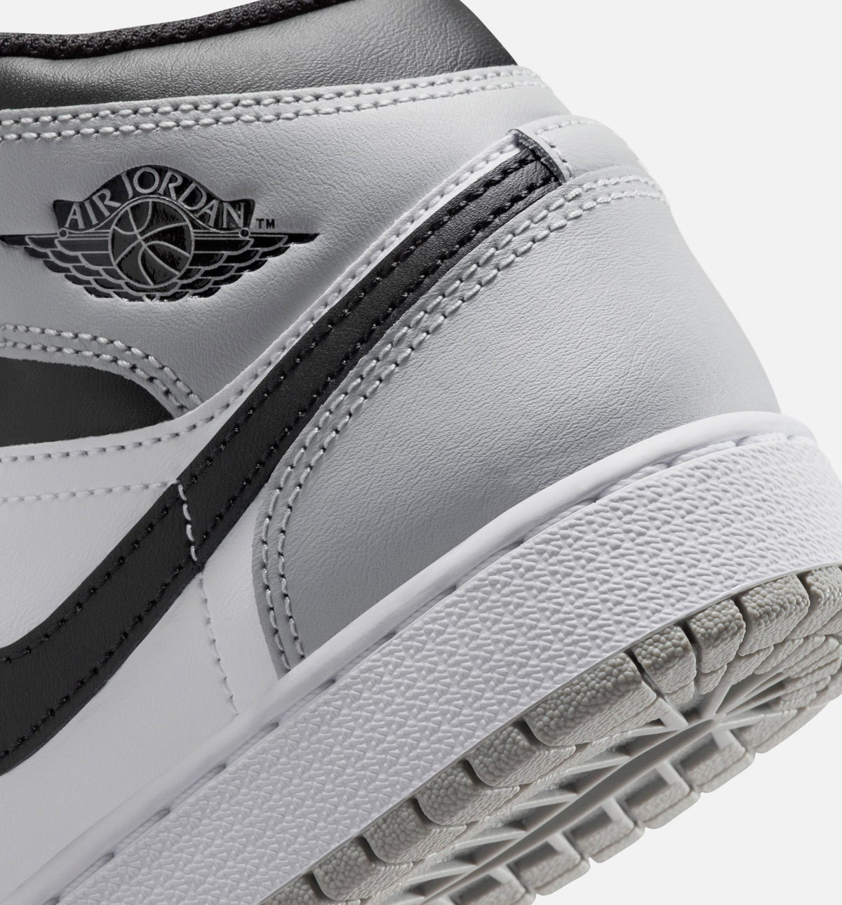 Air Jordan 1 Mid Grade School Lifestyle Shoe – White/Light Smoke Grey/Black