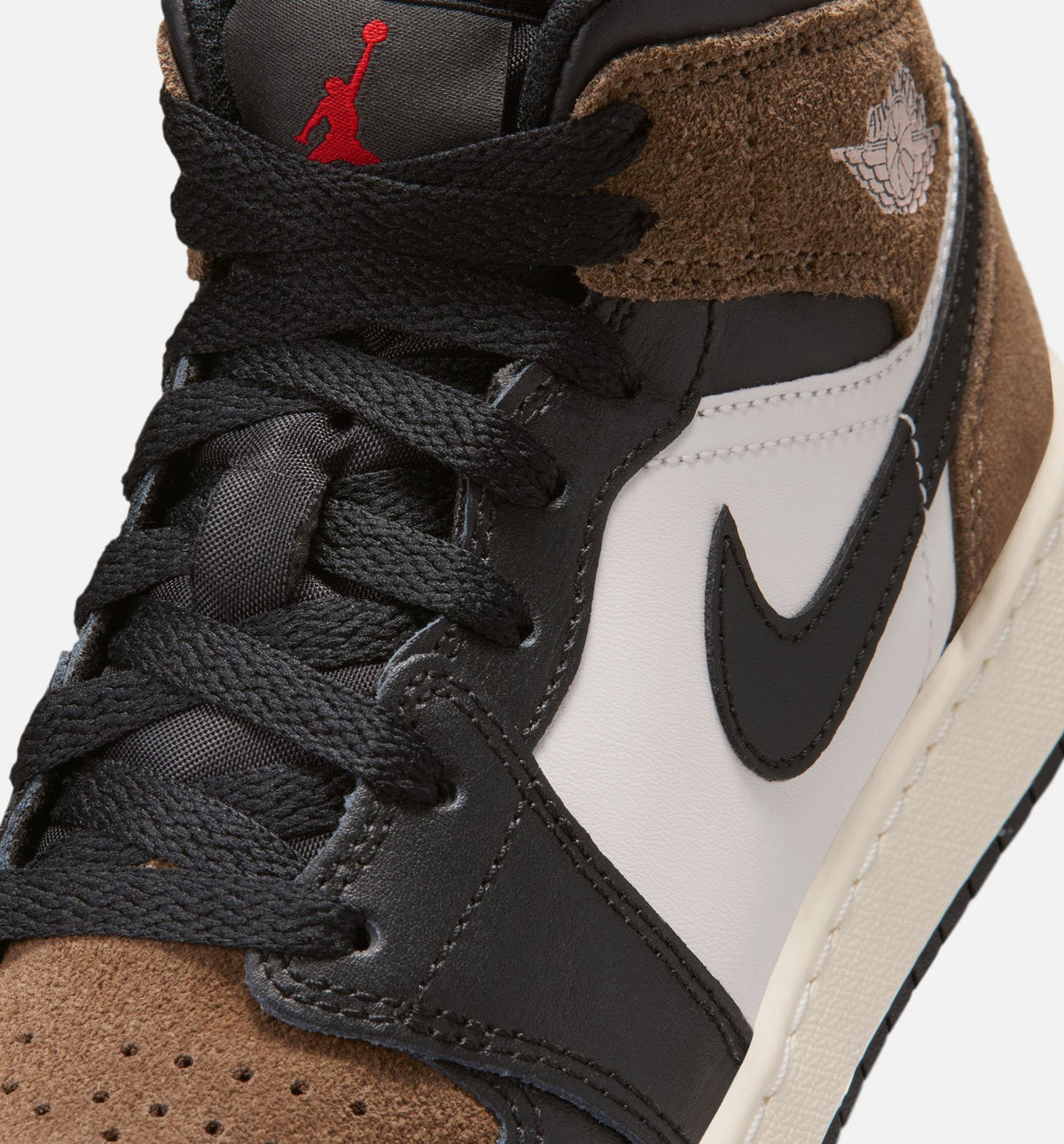 Air Jordan 1 Mid Grade School Lifestyle Shoe – Black/Phantom/Palomino/University Red