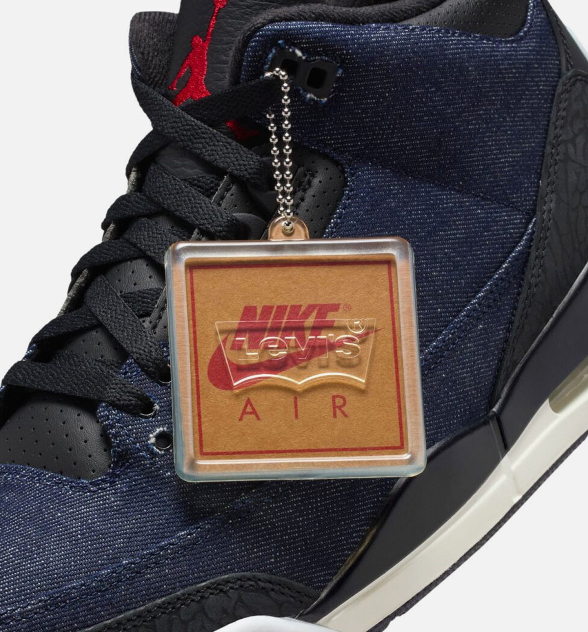 Air Jordan 3 x Levi's Indigo and Gym Red Men's Lifestyle Shoe – Denim/Black/Sail