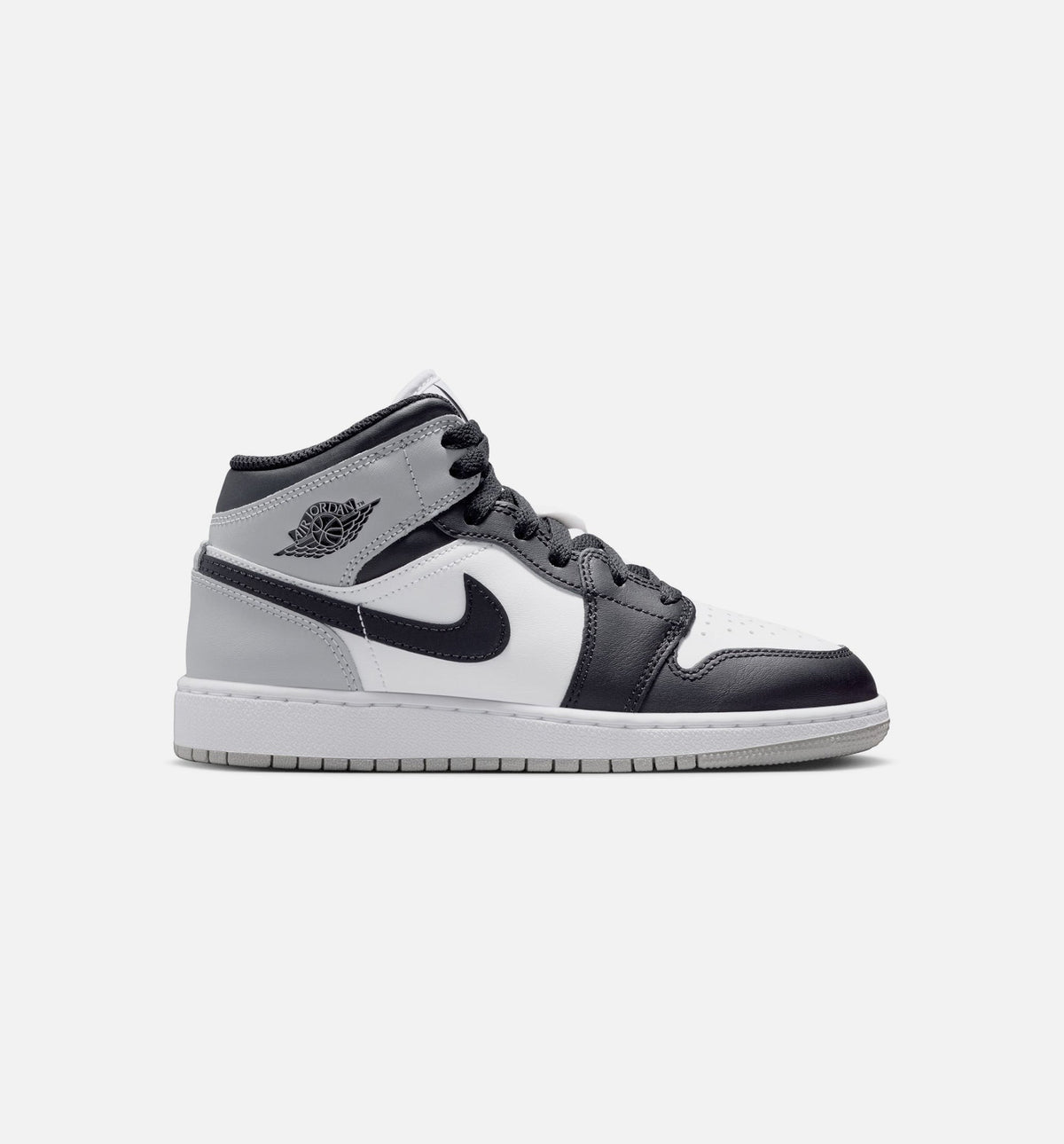 Air Jordan 1 Mid Grade School Lifestyle Shoe – White/Light Smoke Grey/Black