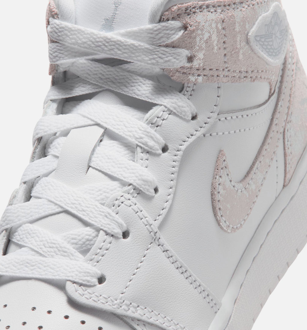 Air Jordan 1 Mid SE Grade School Lifestyle Shoe – White/Field Silver