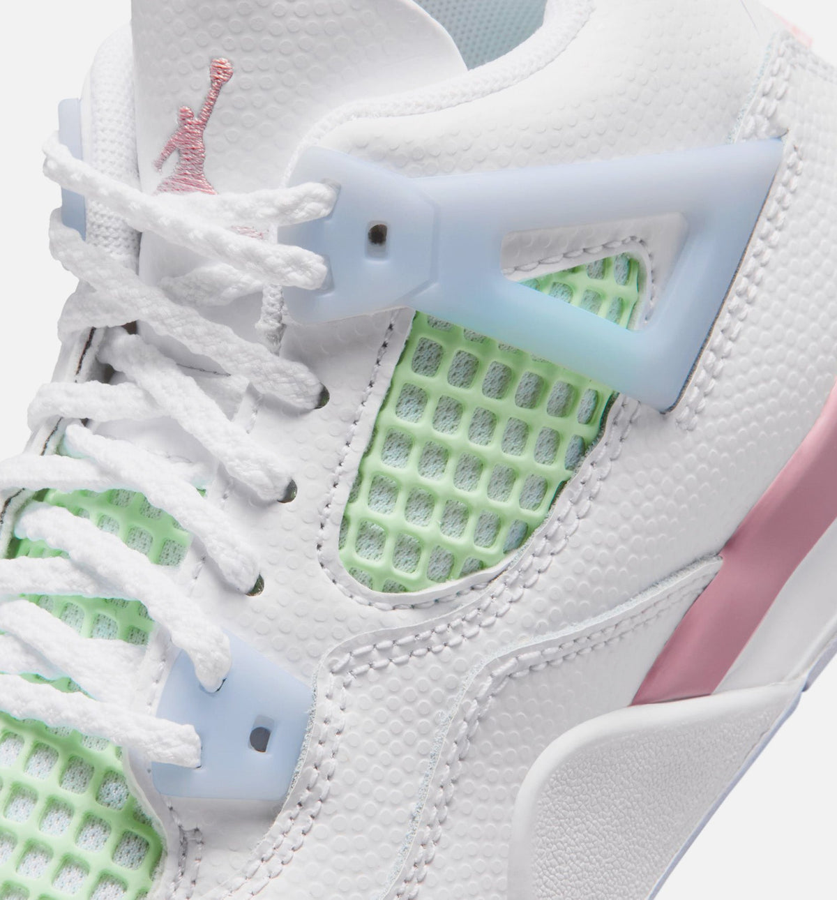 Air Jordan 4 Retro Medium Soft Pink Preschool Lifestyle Shoe – White/Medium Soft Pink/Half Blue