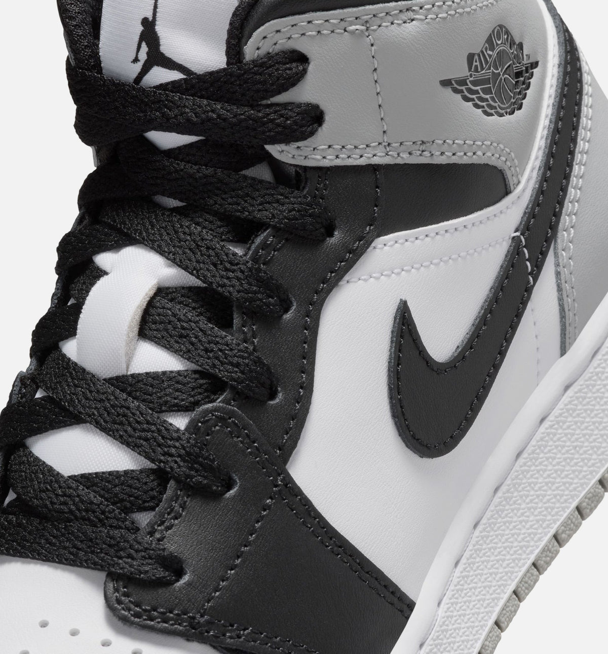 Air Jordan 1 Mid Grade School Lifestyle Shoe – White/Light Smoke Grey/Black