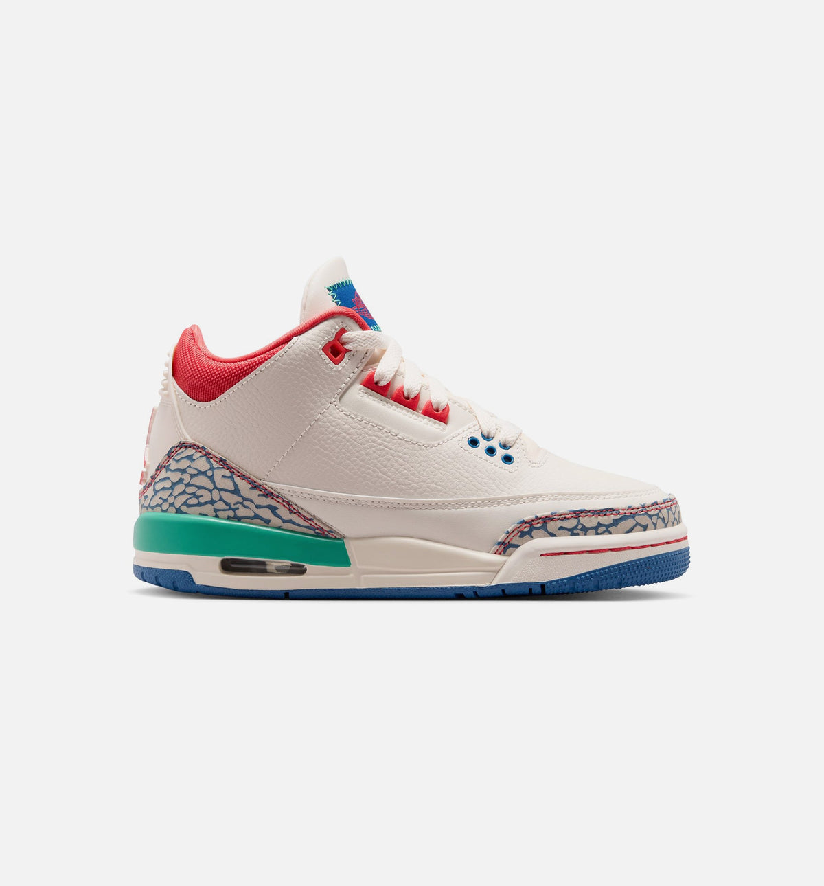 Air Jordan 3 Retro Play Your Way Grade School Lifestyle Shoe – Chalk/Track Red/True Blue/Kinetic Green