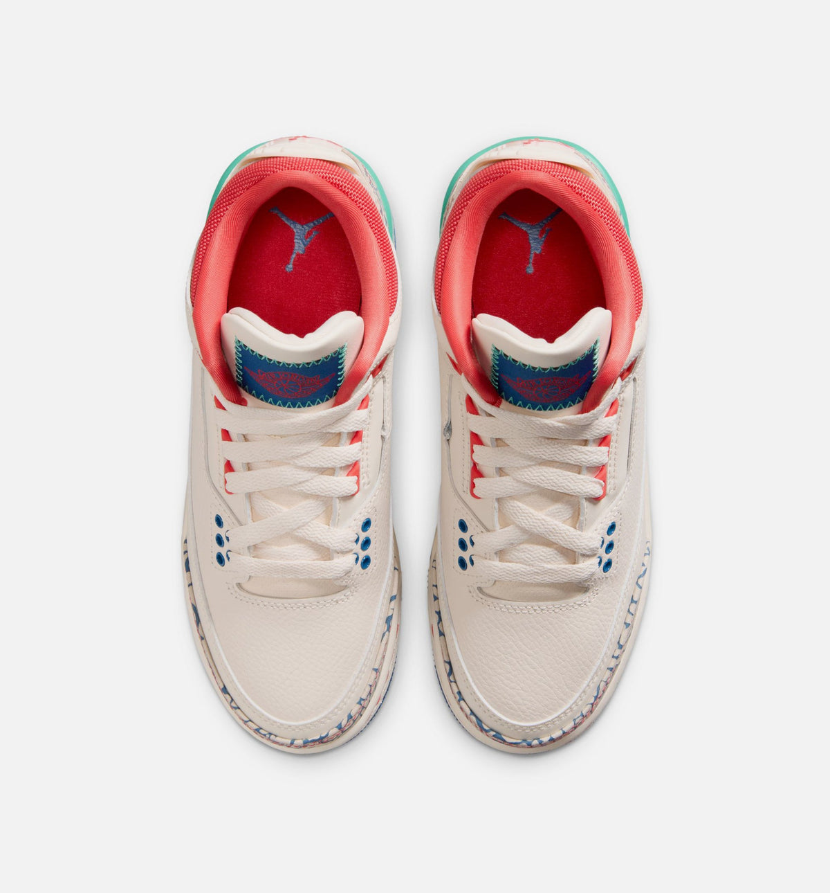 Air Jordan 3 Retro Play Your Way Grade School Lifestyle Shoe – Chalk/Track Red/True Blue/Kinetic Green
